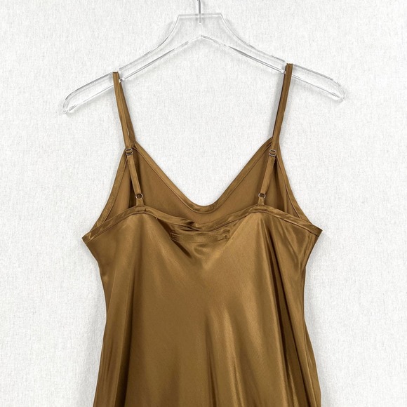 ENZA COSTA Dress Womens Medium Fatigue Satin Bias Slip Maxi Spaghetti Strap NWOT - Picture 5 of 15